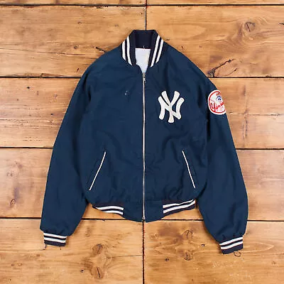 Buy Vintage MLB Varsity Jacket XS 80s Bomber Raglan New York Yankees Blue Womens • 40.82£
