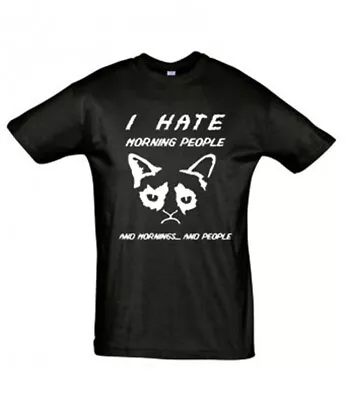 Buy I HATE MORNING PEOPLE  T Shirt Available In Black White Or Pink Novelty • 8.84£