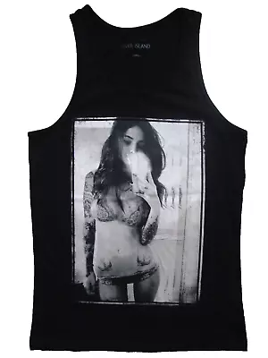 Buy RIVER ISLAND Men's Cotton Sleeveless Vest T-shirt XS Black Sexi Girl Selfie Prin • 5.99£