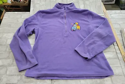Buy Vintage Y2K Disney Store L/XL Winnie Pooh Fleece Sweatshirt Lavender 1/4 Zip • 24.12£