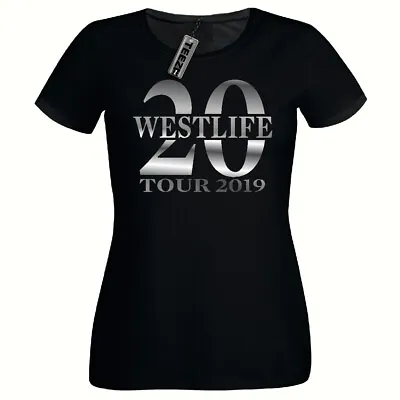 Buy Westlife 20 Tour Tshirt, Ladies Fitted Tee Shirt,Silver Slogan Westlife T-shirt • 10.45£