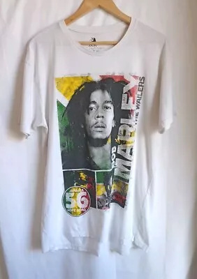 Buy Bob Marley T Shirt White With Colourful Central Graphic Size XL • 9.95£