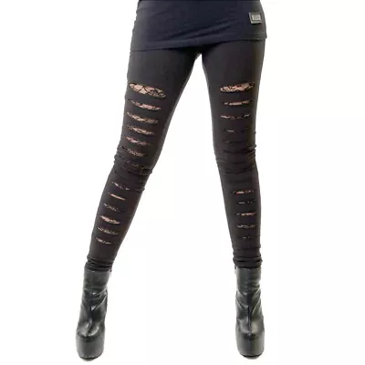 Buy Vixxsin Slasher Ripped Holes Floral Lace Gothic Emo Punk Leggings A-SLASHER-B • 34.58£
