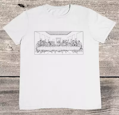 Buy Last Supper T Shirt - One Line Art - Da Vinci - %100 Premium Cotton • 12.95£