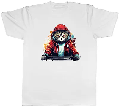 Buy DJ Cat Mens T-Shirt Music Decks Headphones Remix Tee Gift • 8.99£