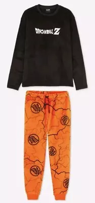 Buy Mens Dragonball Z Fleece Pyjama Set Size Medium M Black Orange Cuff Anime • 14.99£