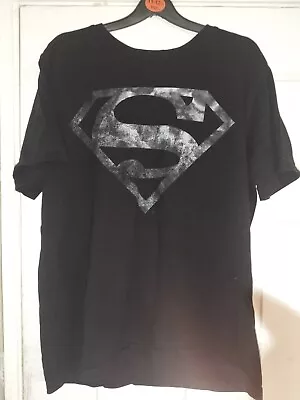 Buy Mens Black Superman Tshirt Size M • 3.50£
