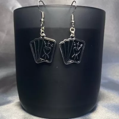 Buy Handmade Silver Black Tarot Card Earrings Gothic Gift Jewellery  • 4.50£