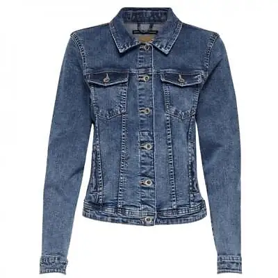 Buy Only Tia Short Denim Jacket - Medium Blue Denim • 18.78£
