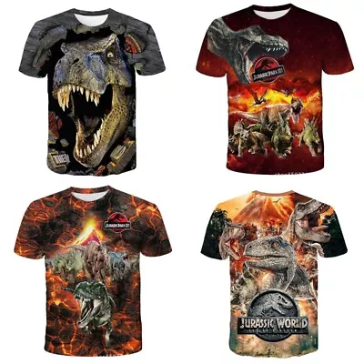 Buy Kids Adult 3D Jurassic World Dinosaur Casual Short Sleeve T-Shirt  Tee Top Gifts • 7.68£