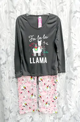 Buy Sleep & Co Fa La La Llama Pajamas Pjs Lounge Set-knit Top/plush Fleece Pants~m • 18.24£
