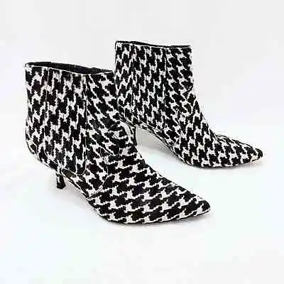 Buy Anine Bing Whitney Houndstooth Ankle Bootie Sz 6.5 WHITE Calf Hair PONYHAIR Fur • 214.98£
