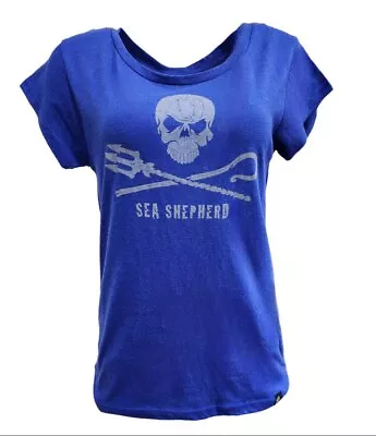 Buy HoodLamb Women's Blue Sea Shepherd Hemp T-Shirt 420 NWT • 29.54£