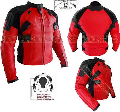 Buy Deadpool Style Mens Red Armoured Motorbike / Motorcycle Leather Jacket • 101.99£