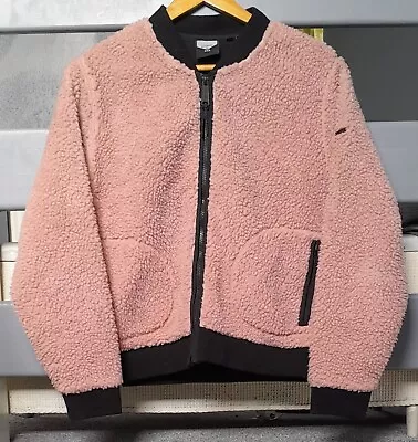 Buy Womens Superdry Pink & Black Teddy Fleece Lined Jacket. Size Uk 18 • 13.99£