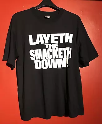 Buy Wwf Wwe Vintage 1999 The Rock Layeth The Smacketh Down Candy Ass T Shirt Size Xl • 27.99£