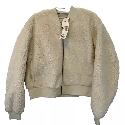 Buy Uniqlo Teddy Bear Bomber Jacket Size Medium Off White Women's BNWT • 12£