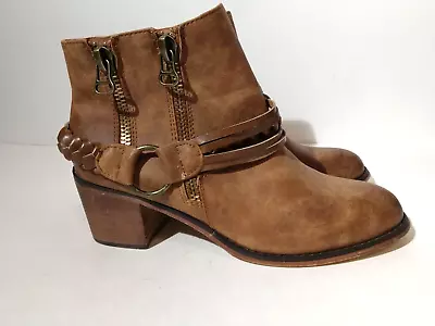 Buy Blazin Roxx  Women Sz 9.5 M Faux Leather Western Zip Booties Ankle Heel Boot • 26.60£