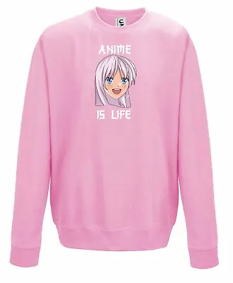 Buy Anime Is Life Cute Anime Girl Sweatshirt Sweater Gift Geeky Jumper Adult Kids • 10.99£
