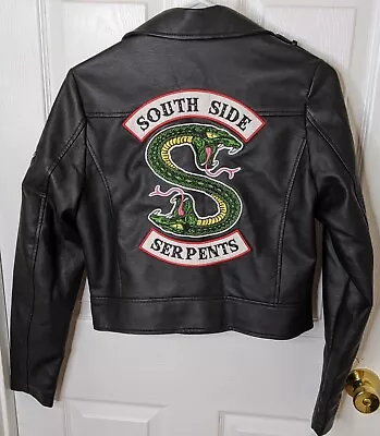 Buy Riverdale South Side Serpents Motorcycle Moto Faux Leather Jacket Size Small  • 18.94£