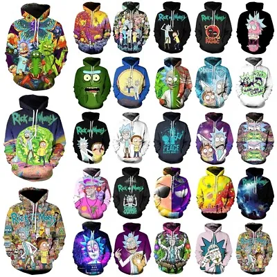 Buy Unisex Rick And Morty Hoodies Sweatshirt Hooded Top Pullover Jumper Xmas Gift UK • 11.99£
