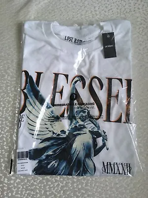 Buy Lost Romance Mens Blessed T-shirt In White, Size Medium 100% Cotton. • 5£
