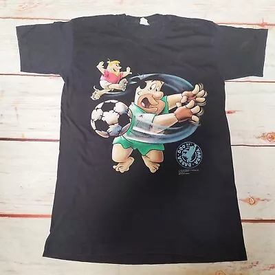 Buy Vintage 1994 Flintstones Soccer T-shirt Yabba Dabba Doo Single Stitch Tee Size L • 49.58£