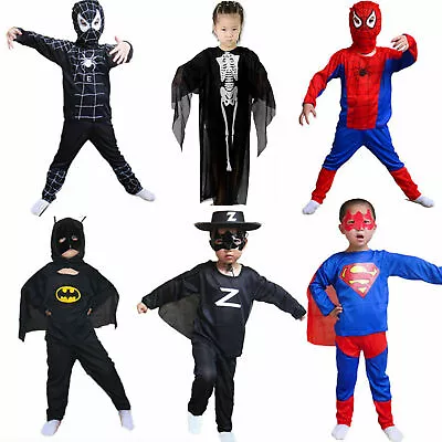 Buy - Kids Boys Superhero Batman Spider-Man Outfit Halloween Dress Up Party Costume • 9.89£