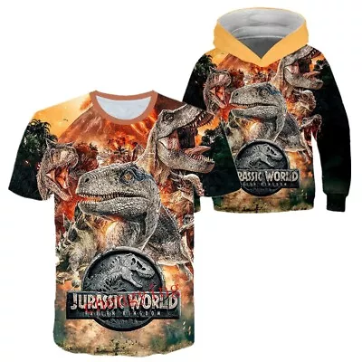 Buy Kids 3D Jurassic World Dinosaur Casual Short Sleeve T-Shirt Tee Top Hoodie Gift • 12.48£