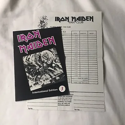 Buy Iron Maiden Int. Edition Fan Club Magazine No.3 + Fan Club Merch Leaflet. • 300£