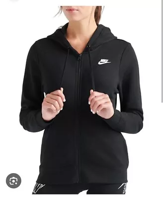 Buy Nike Black Sport Zip Up Hoodie Cozy Sport Y2k Logo • 34.50£