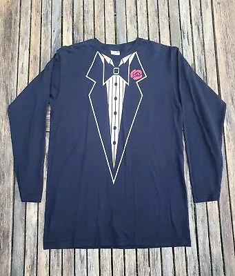 Buy Fruit Of The Loom T-Shirt Small Black Tuxedo Fancy Dress Long Sleeve Funny  • 11.99£