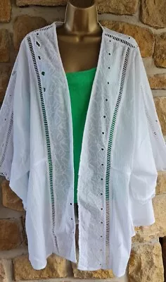 Buy M&S Indigo 18 20 White Cotton Kimono Style Beach Cover Up Summer Holiday Jacket  • 4.50£