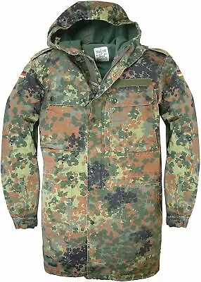 Buy Army Jacket German Parka Original Military Hooded Field Combat Flecktarn Camo • 33.99£