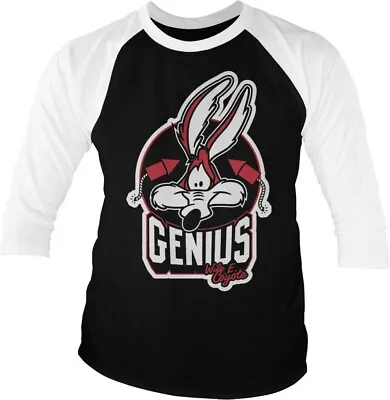 Buy Looney Tunes Wile E. Coyote Genius Baseball 3/4 Sleeve Tee T-Shirt White-Black • 32.16£