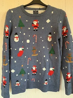 Buy Next Christmas Blue Grey Jumper Age 15-16 Years • 6.50£