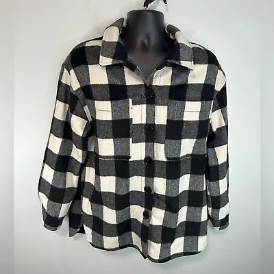 Buy Sanctuary Wool Blend Shacket Shirt Jacket Checkered Size Large Button Front • 28.30£