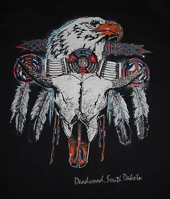 Buy Vintage Diamond Dust Label - DEADWOOD - SOUTH DAKOTA (LG) Shirt EAGLE HEAD DRESS • 42.52£