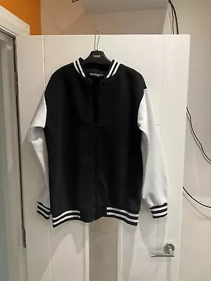 Buy Pretty Little Thing Black Contrast Sleeve Varsity Jacket UK 6 • 6£