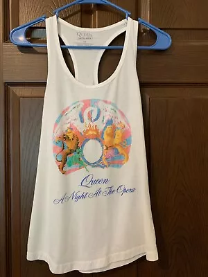 Buy Queen Official Merch Womens Tank Top Queen A Night At The Opera White Sz S • 10.42£