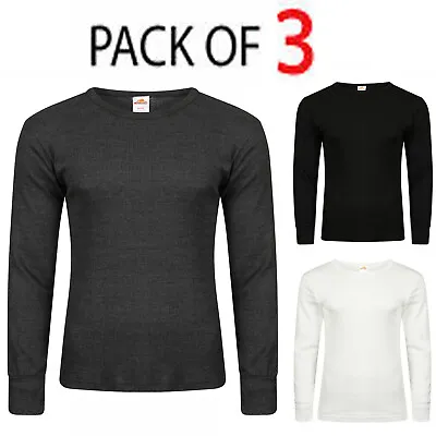Buy Pack Of 3 Mens Thermal Long Sleeve Shirt Top Ski Warm Winter Brushed Vest S-2XL • 14.95£