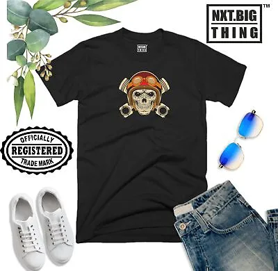 Buy Skull & Pistons T Shirt Bike Clothing Motorbike Motorcycle Cafe Racer Funny Top • 10.99£