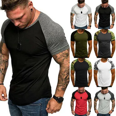 Buy Mens Tight Fit Muscle Short Sleeve T-Shirt Gym Sport Tee Shirts Casual Tops New • 12.79£