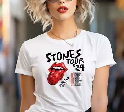 Buy The Rolling Stones Hackney Diamonds Tour 2024 Schedule List T-Shirt, Tour Shirt • 20.77£