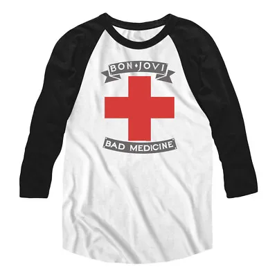 Buy Bon Jovi Bad Medicine Adult Raglan T Shirt Official Music Merch • 44.68£