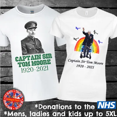 Buy Captain Sir Tom Moore T-shirt *DONATIONS TO NHS - Army Photo  • 9.99£