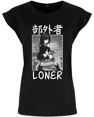 Buy Loner - Ladies Black T-Shirt, Gothic Sexy Anime Girl Outcast Gift, Tokyo Spirit • 17.95£