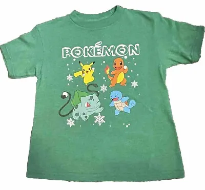 Buy NWT Boys Pokémon Christmas Pikachu Bulbasaur Squirtle Charmander T-shirt  Sz 4 • 10.95£