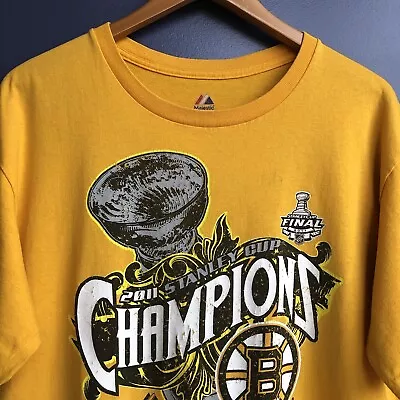 Buy Boston Bruins Ice Hockey Majestic T-Shirt Large 2011 Stanley Cup Champions • 14.99£