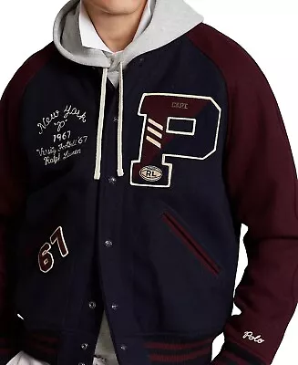 Buy Polo Ralph Lauren Men's Burgundy New York All Stars Wool Blend Letterman Jacket  • 295£